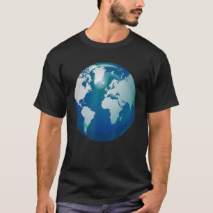 Camiseta Mundo do Mapa Planeta Terra Design Azul Branco