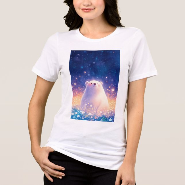 Camiseta Mundo Floral do Urso Polar (Frente)
