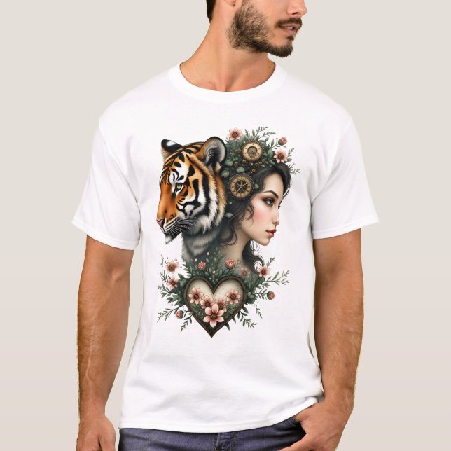 Camiseta Mundo floral magnético steampunk (Frente)