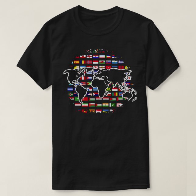 Camiseta Mundo Internacional Viajante do Mapa viagem mundia (Frente do Design)