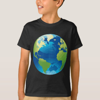 Camiseta Mundo - Mapa Planeta Terra Azul Verde