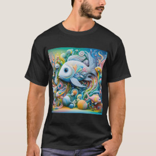 Camiseta Mundo submarino de conto de fadas em cores