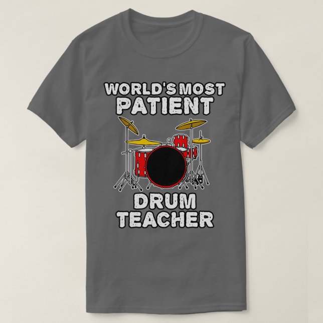 Camiseta Mundos Mais Pacientes Drummer Drummer Drummer Engr (Frente do Design)