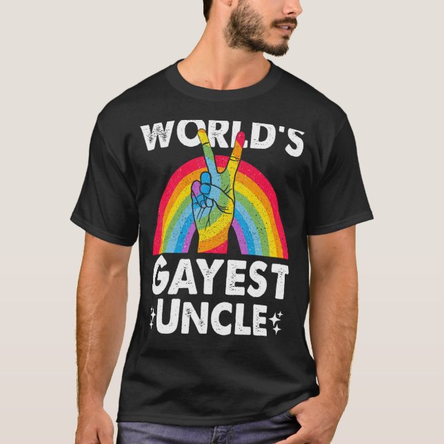 Camiseta Mundos Tio Mais Gayest Orgulhoso Papa Orgulho gay  (Frente)