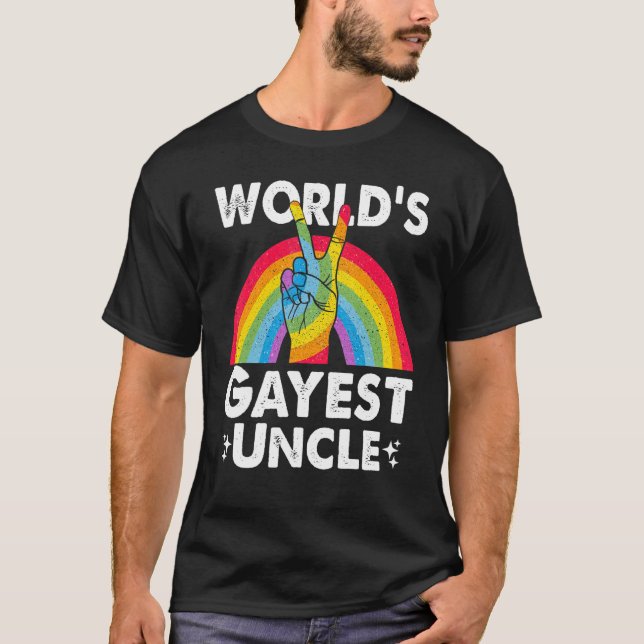 Camiseta Mundos Tio Mais Gayest Orgulhoso Papa Orgulho gay  (Frente)