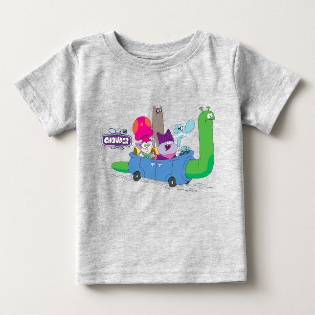 Camiseta Mung, Chowder, Shnitzel, & Truffles no Carro-Carro (Frente)