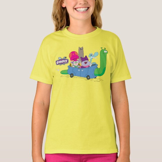 Camiseta Mung, Chowder, Shnitzel, & Truffles no Carro-Carro (Frente)