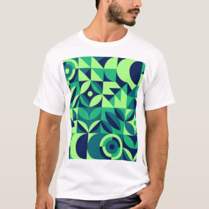 Camiseta Mural geométrico: design de colheita moderna.