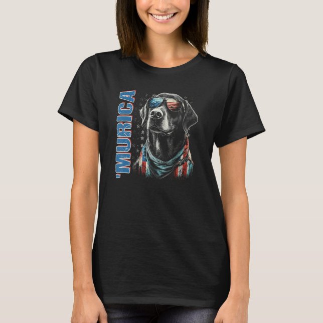 Camiseta Murica Patriotic Labrador Retriever 4th of July Do (Frente)