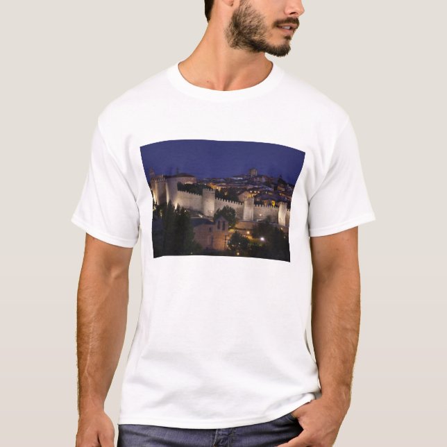 Camiseta Muros da cidade de Los Cuarto Postes, crepúsculo (Frente)