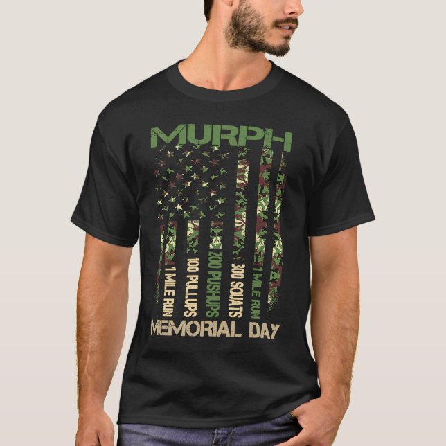Camiseta Murph Challenge  Memorial Day Workout WOD Camo Gym (Frente)