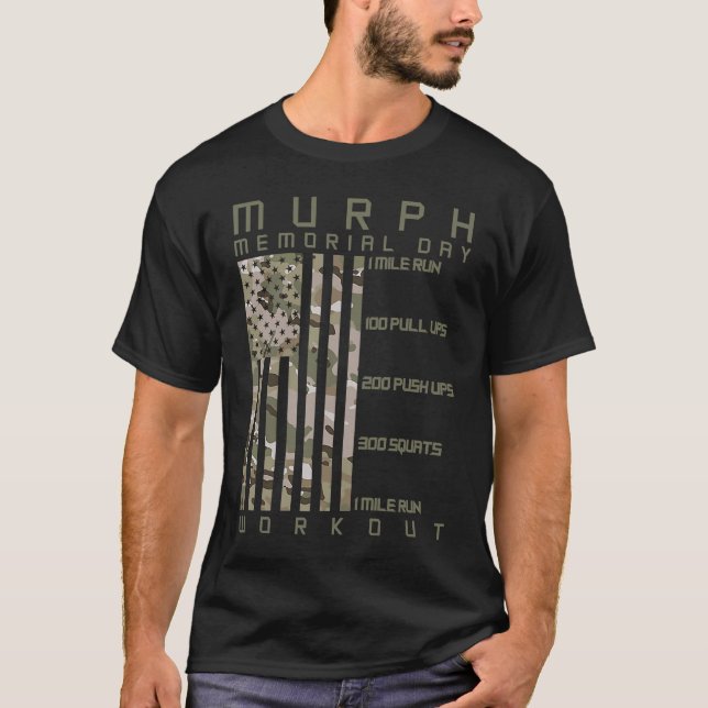 Camiseta Murph Memorial Day Workout WOD Cam Multi Camo Flag (Frente)
