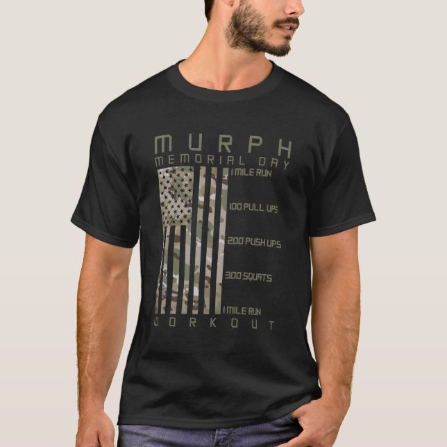 Camiseta Murph Memorial Workout Wod Cam Multi Camo Flag (Frente)