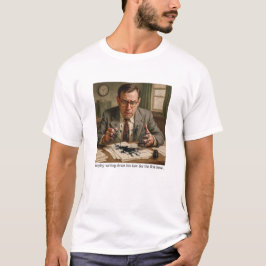 Camiseta Murphy escrevendo sua lei pela primeira vez.