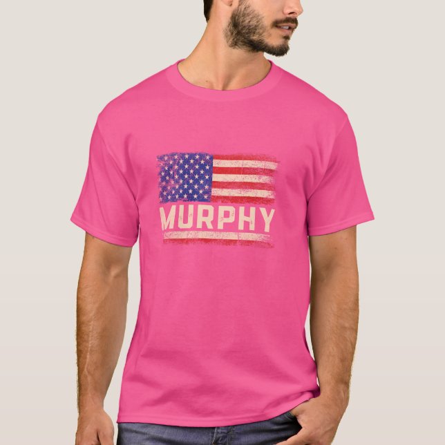 Camiseta Murphy Sobrenome Shirt Murphy Name American Flag (Frente)