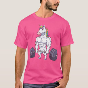 Camiseta Muscle Unicorn Levantando o Barbell Power