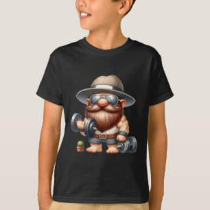 Camiseta Muscleman Gnomo com Dumbbels Engraçado Malhação Wo