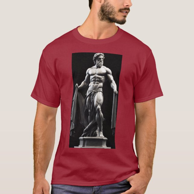 Camiseta Muscular de Estátua de Deus Grego. (Frente)
