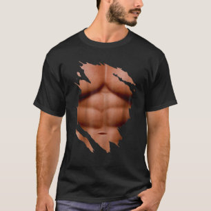 Camiseta Músculo Falso Debaixo das Roupas Peito Seis Pacote