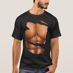 Camiseta Músculo Falso Sob Roupas Seis Embalagens Blac