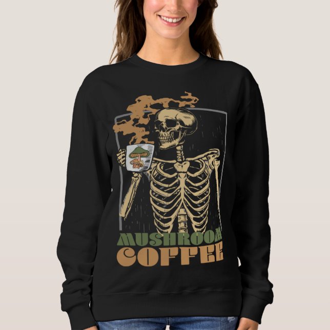 Camiseta Mushroom Coffee Skeleton Chaga Gothic Mushroom Hun (Frente)