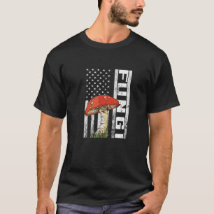 Camiseta Mushroom EUA Flag America Fungi Morels Hunter Myco