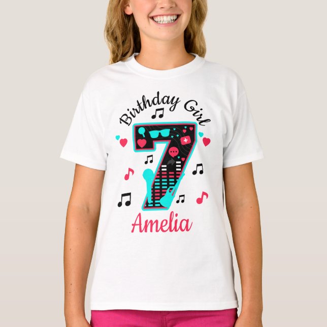 Camiseta Music Birthday Girl SETE 7| Design personalizado (Frente)