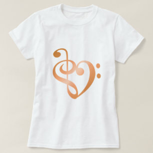 Camiseta Music Heart Copper em Love forma de coração
