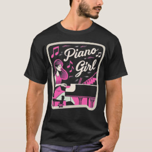 Camiseta Music Instrumento Musical Retro Keyboard Piano Gir