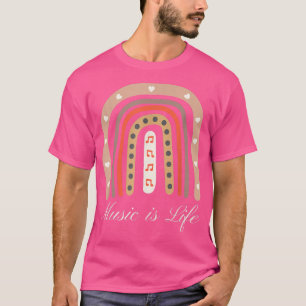 Camiseta Music Is Life Music-lover Boho Rainbow Hippie Wome