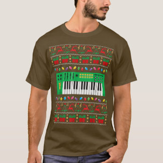 Camiseta Music Keyboard Ugly Christmas Sweat Lights