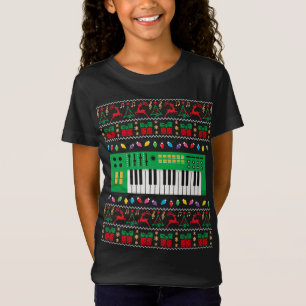 Camiseta Music Keyboard Ugly Christmas Sweat Lights