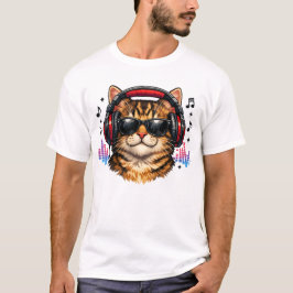 Camiseta Music Lover Cat With Headphone