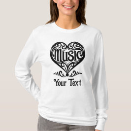 Camiseta Music Lover Elegant Scrolled Heart Personalized