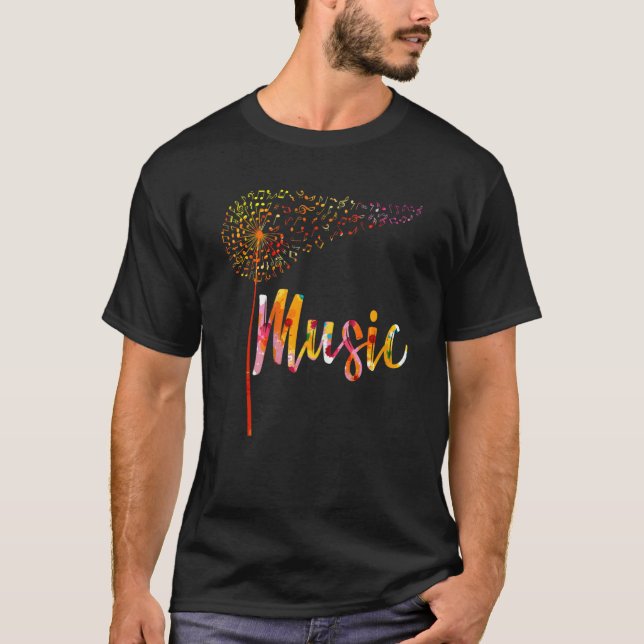 Camiseta Music Notes Dandelion Flower For Men Women (Frente)