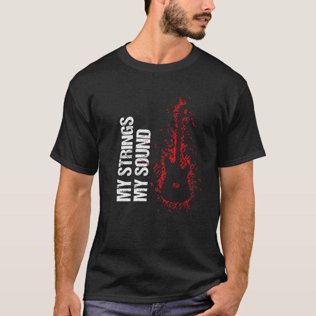 Camiseta Music Notes Guitar. Minhas Cordas, Meu Som. (Frente)