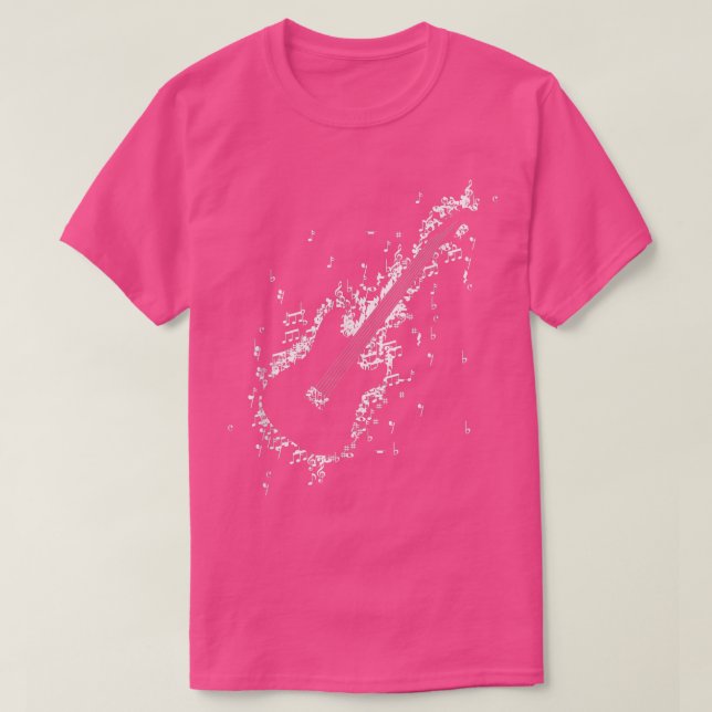 Camiseta Music Notes Guitar Shape Musicians Singers Band Co (Frente do Design)