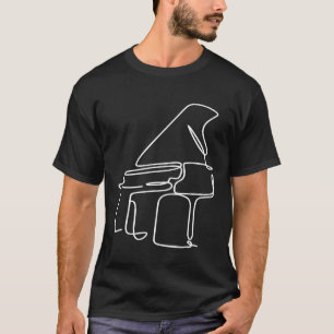 Camiseta Music Piano Line Art Abstrato Minimalista Legal Mu