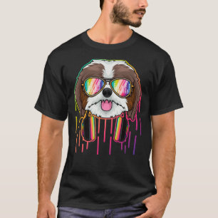 Camiseta Music Shih Tzu Dj Com Fones de ouvido Cão Musical