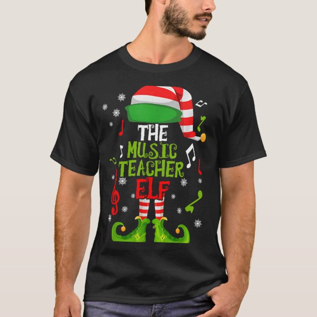 Camiseta Music Teacher Elf Christmas Family Matching Xmas G (Frente)