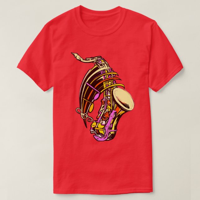 Camiseta música a cores saxofone (Frente do Design)