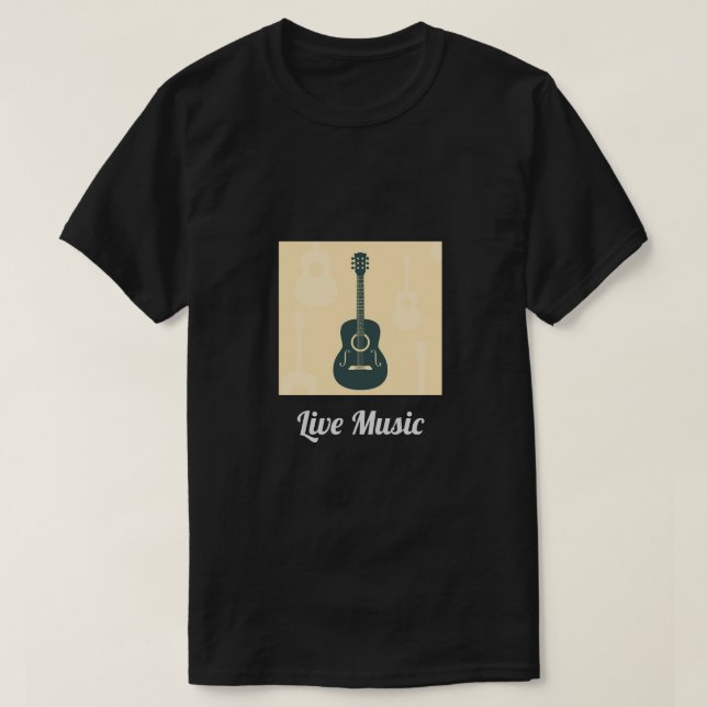Camiseta Música acústica da guitarra retro do slogan da (Frente do Design)
