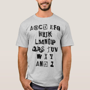 Camiseta Música alfabética (Letras afeitas) Camisa-T mascul