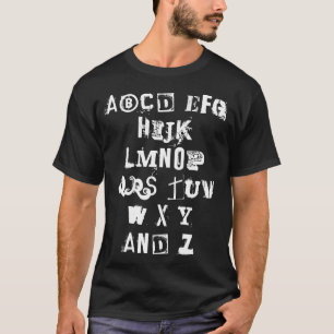 Camiseta Música alfabética (Letras afeitas) Camisa-T mascul