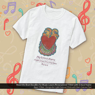Camiseta Música Amadurece Doodles Cardíacos Atividade Escol