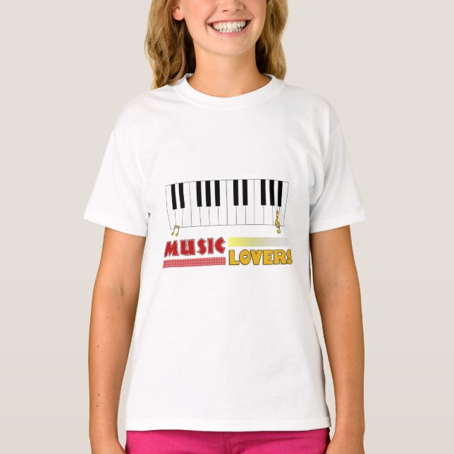 Camiseta Música Amadurece Piano Word Colorida (Frente)