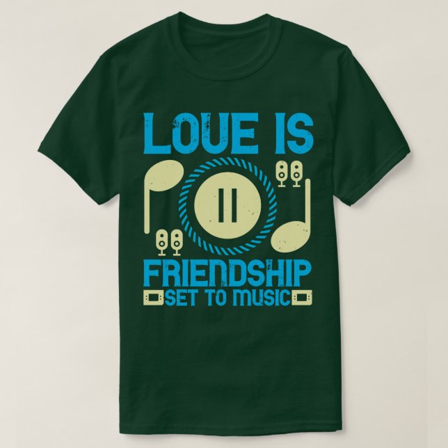 Camiseta Música Amor É Amizade Definida Para Música (Frente do Design)