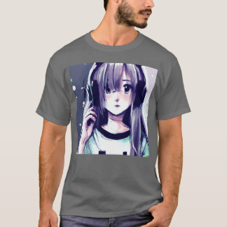 Camiseta Música Anime Natural Garota Fofa amigas