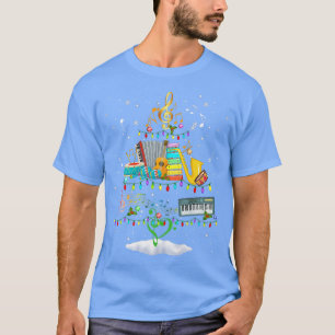 Camiseta Música Árvore Natal Instrumentos Música Notas