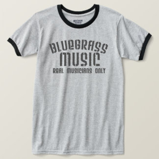 Camiseta Música Bluegrass Músicos reais apenas texto antigo